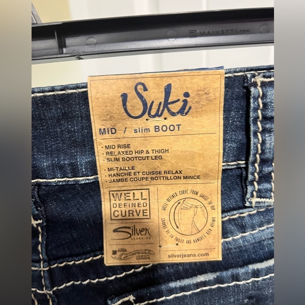 NEW NWT suki‎ mid slim boot silver Jeans 30/33 30x33 - Picture 11 of 13